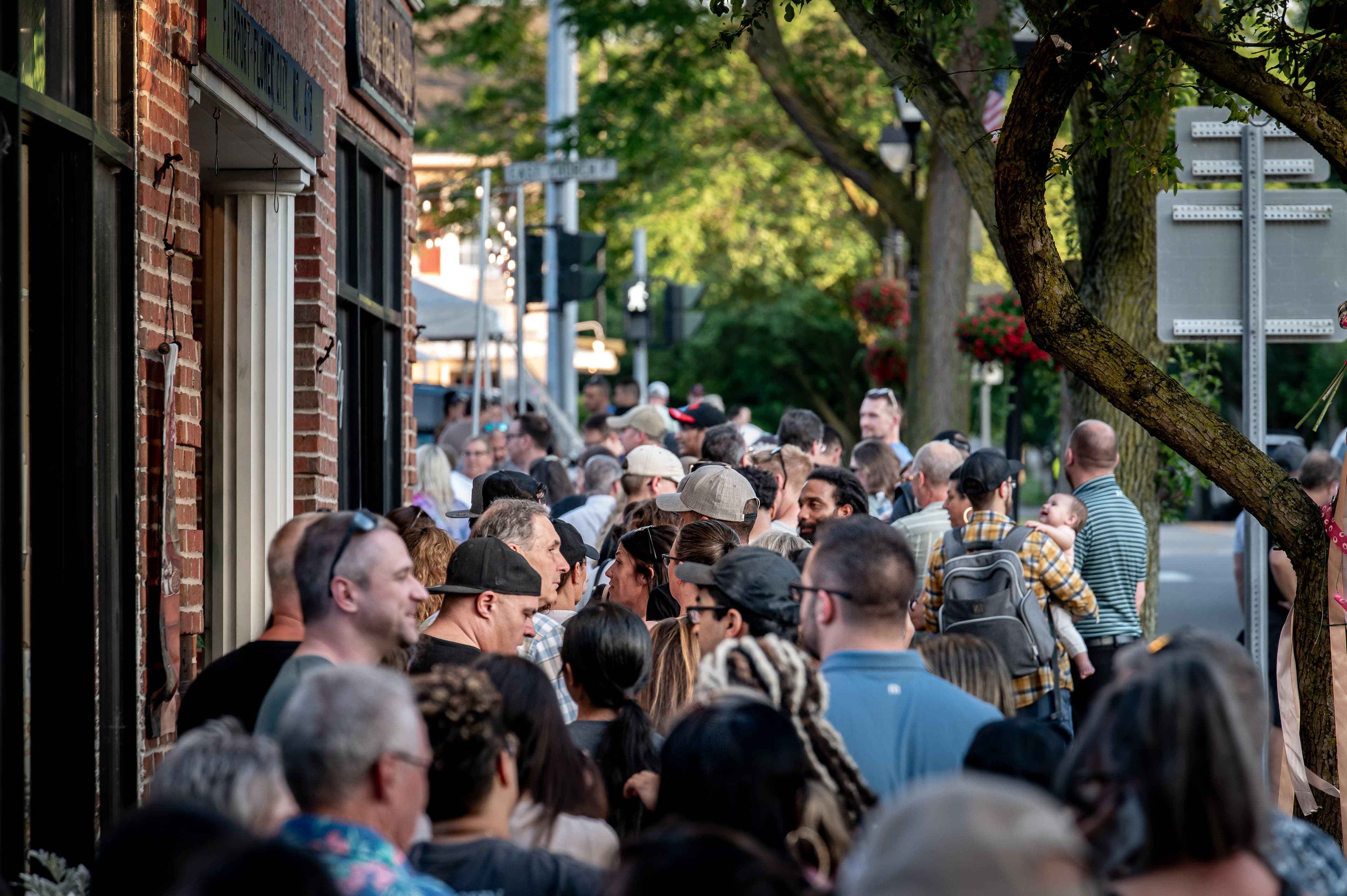 Fans line up at the Grand Opening of the Cousins Maine Lobster Truck at Fairport Brewing in Rochester, NY