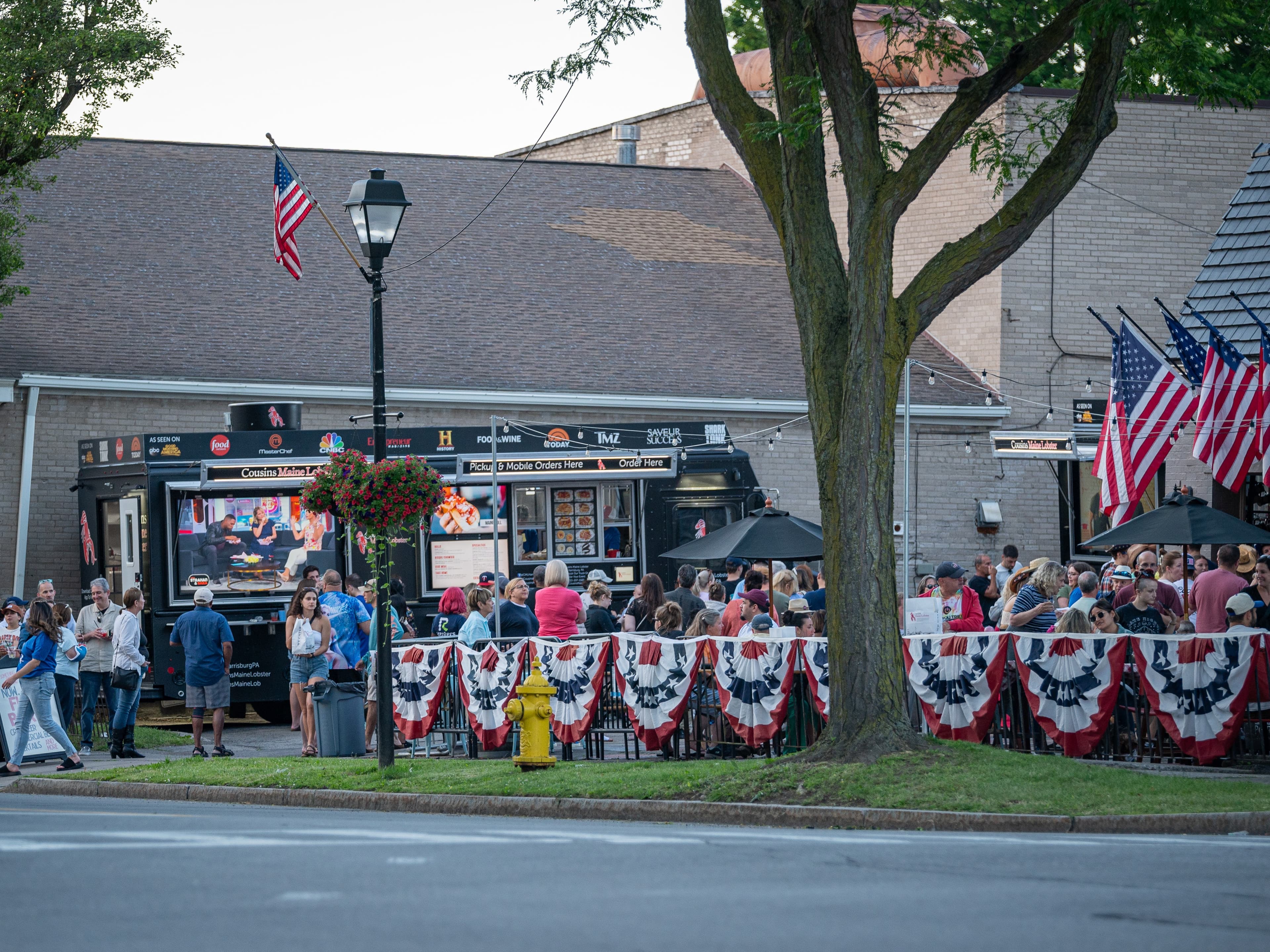The Cousins Maine Lobster truck serving a long line at Fairport Brewing in Rochester NY.