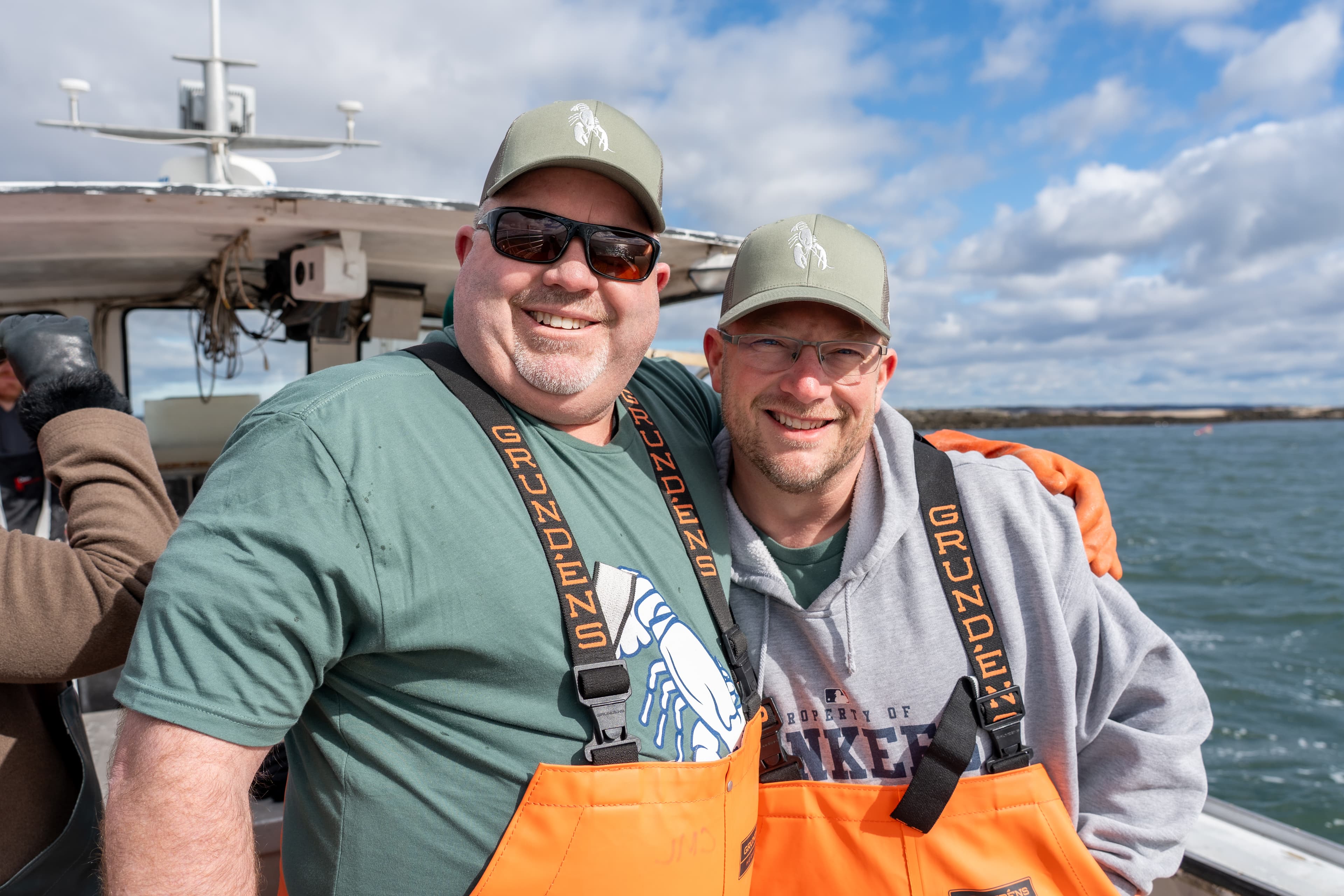 Chris & Kevin, Local owners in Wisconsin train on a Lobster Boat in Maine.